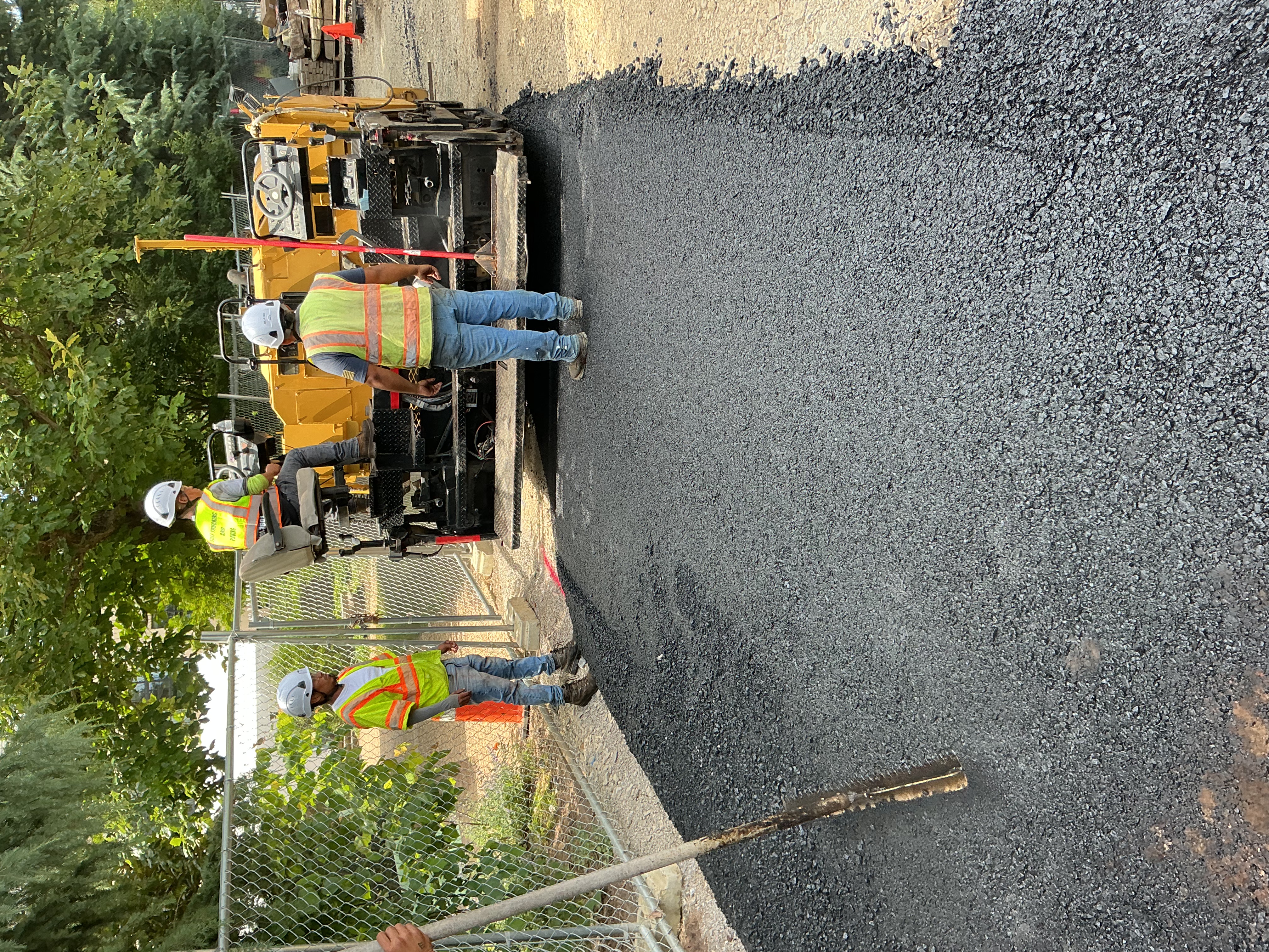 Commercial paving crew at work